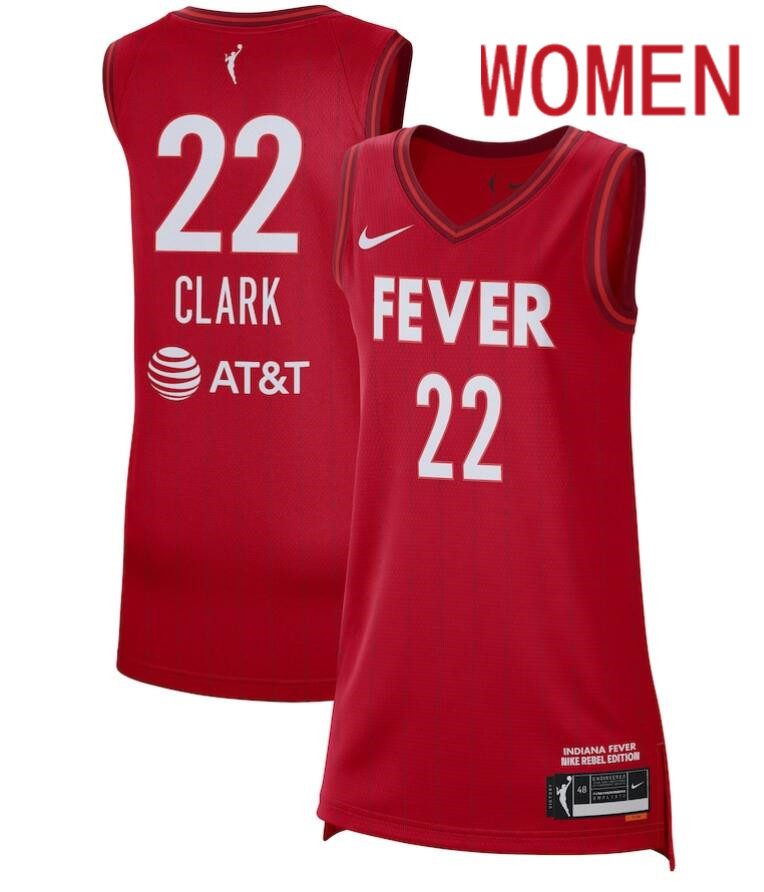 Women  Unisex Indiana Fever #22 Caitlin Clark Nike Red 2024 WNBA Draft Rebel Edition Victory red Jersey